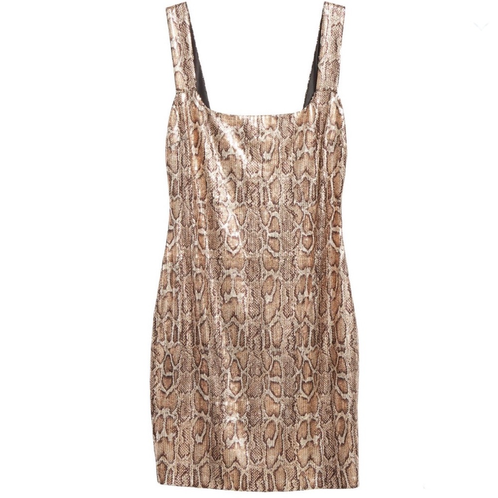 L’AGENCE Auden Snake Print Sequin Metallic Mini Dress - Picture 2 of 9